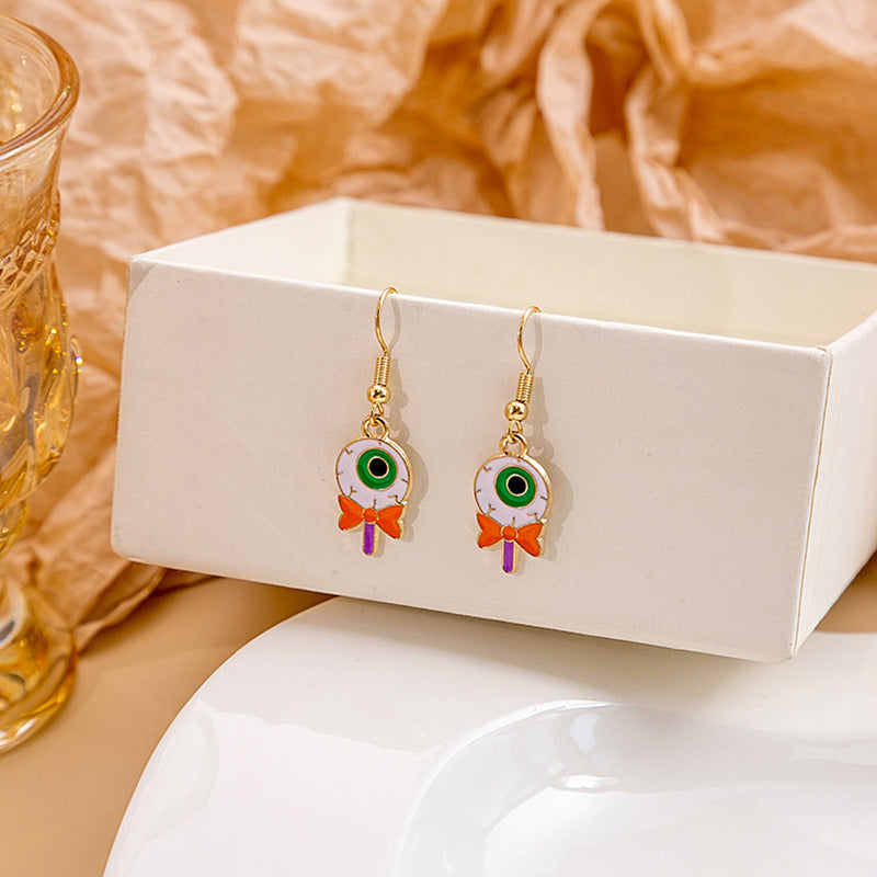 Wholesale Halloween Bat Pumpkin Funny Horror Skull Eye Earrings
